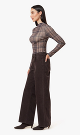 BRYNN CORDUROY SELF TIE WIDE LEG IN CHOCOLATE