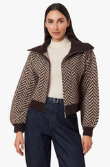 HERRINGBONE ZIP FRONT CARDIGAN