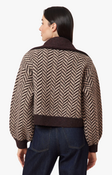 HERRINGBONE ZIP FRONT CARDIGAN