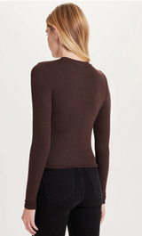 CROP CARDIGAN IN COFFEE