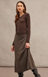 CROP CARDIGAN IN COFFEE