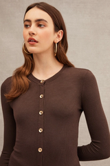 CROP CARDIGAN IN COFFEE