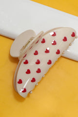 Polka Heart Hair Claw Clip