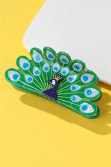 Peacock Motif  Hair Claw Clip