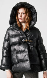 QUILTED LEATHER SWING COAT