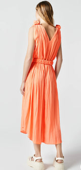 KNOT DRESS IN NEON CORAL